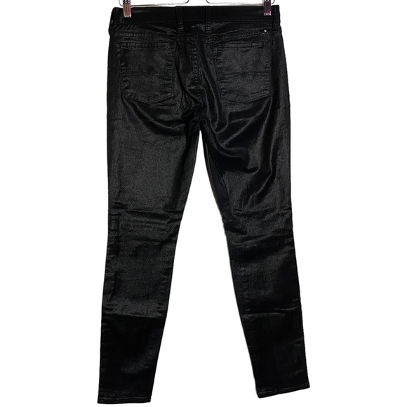Lucky Brand Charlie Super Skinny Black Shiny Coated Mid Rise Jeans 6 28 - Picture 2 of 16